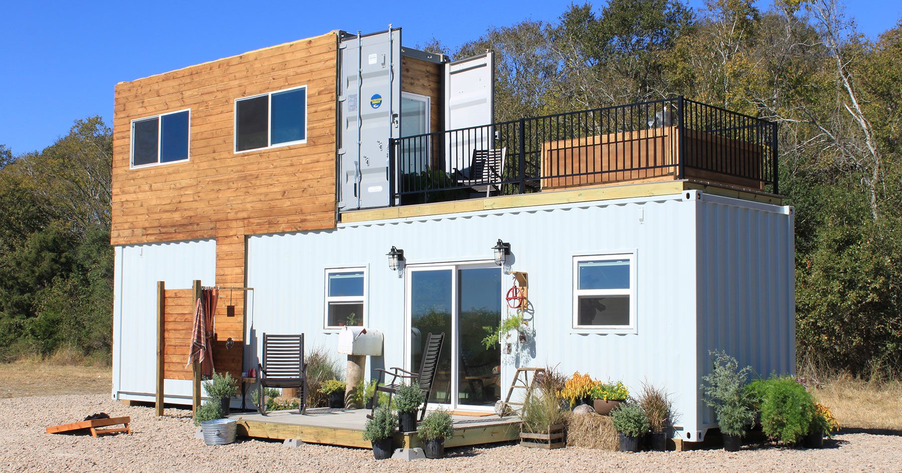 family build two story container home