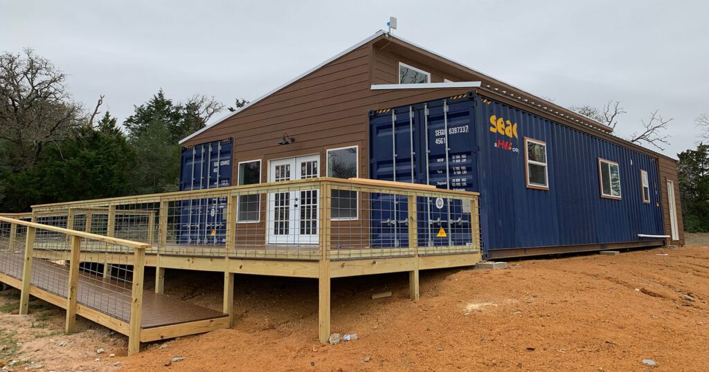 single story farm house made of container