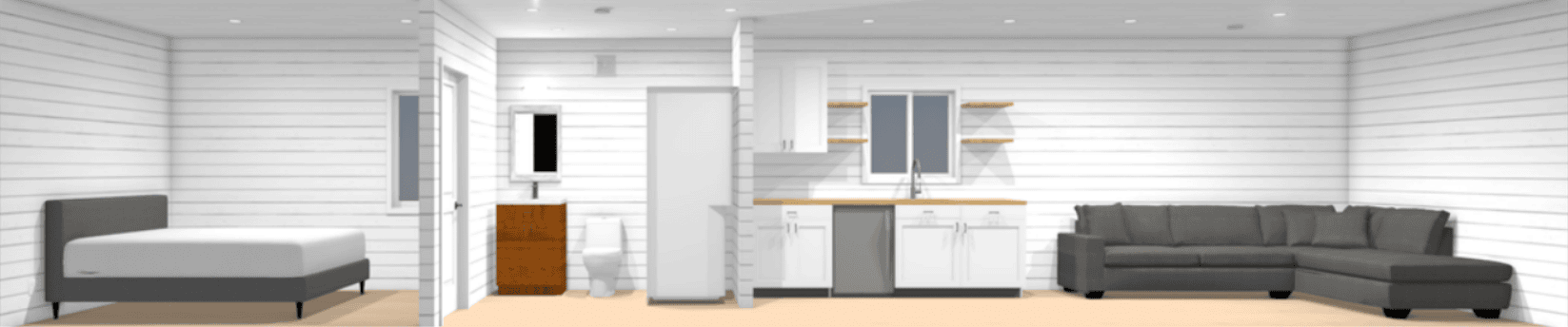 floor plan of living room in container home
