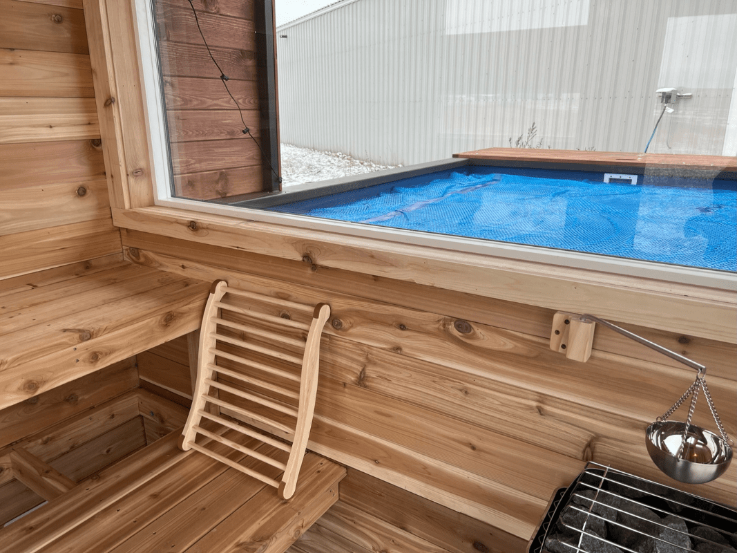 sauna plunge inside container home