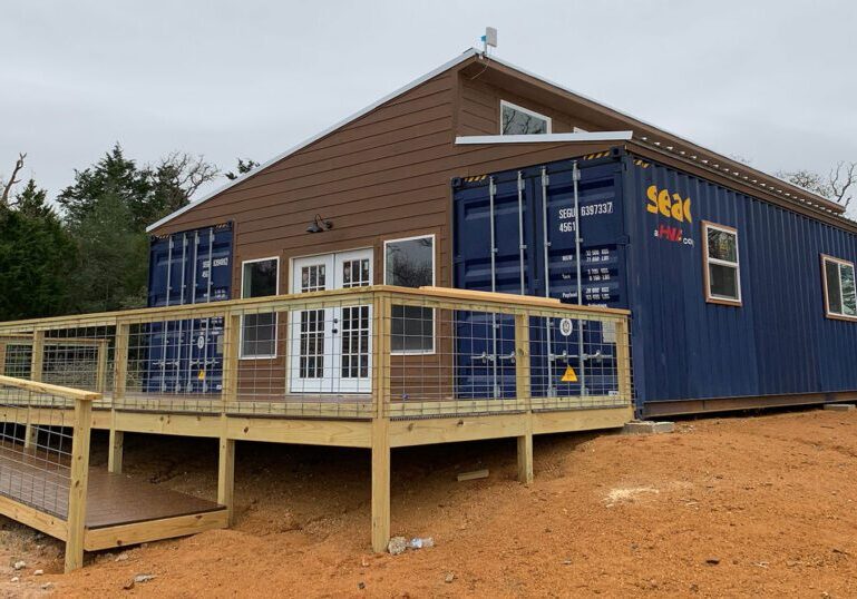 single story farm house made of container