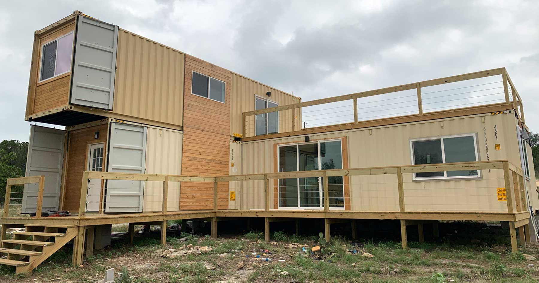 two story farm house made of container