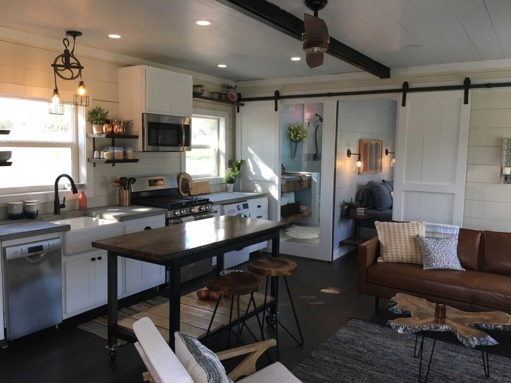 living room of container home