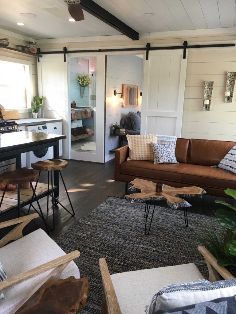 living room of container home